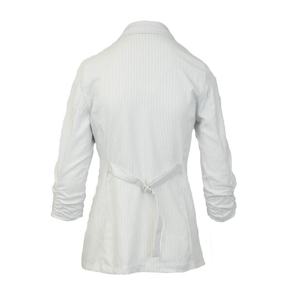 Women's White and Gray Striped Jacket